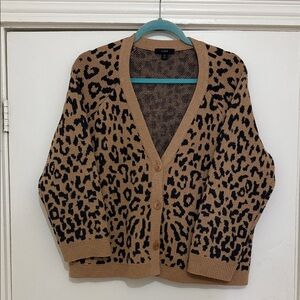 J. Crew Tan and Black Leopard Cardigan